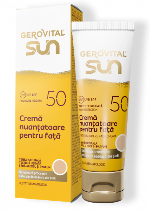 Gerovital Sun Crema nuantatoare pentru fata, SPF50   50 ml - Shiny Beauty