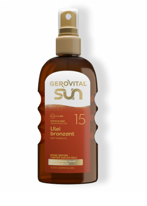 Gerovital Sun Ulei Brozant SPF15 ,150 ml - Shiny Beauty