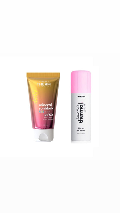 Set Cremă Solară Minerală SPF 50 pentru Copii și Adulți +Apa Termala Synergy Therm 50 ml  SET CADOU SYNERGY THERM