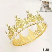 Coronita decorativa aurie pentru tort cu perle