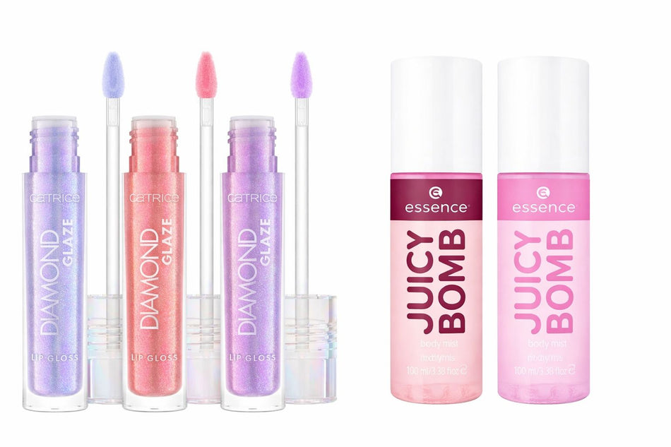 SET JUICY BOMB body mist+Diamond Glaze gloss 5 PIESE - Shiny Beauty
