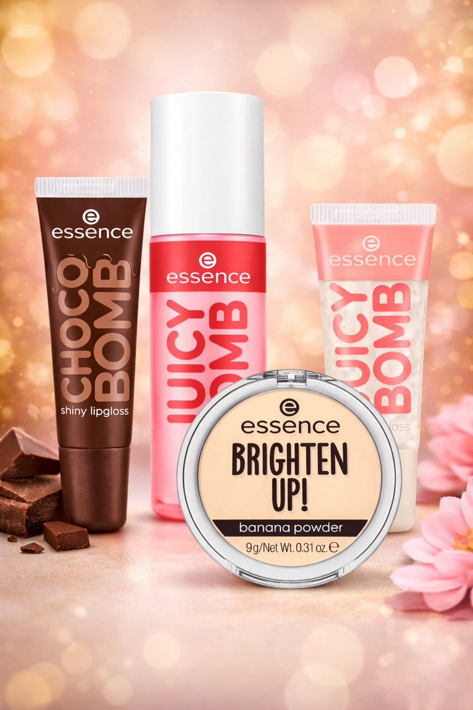 Set de 2 Juicy Bomb, pudra Essence, Juicy Mist Cherry crumble - Shiny Beauty