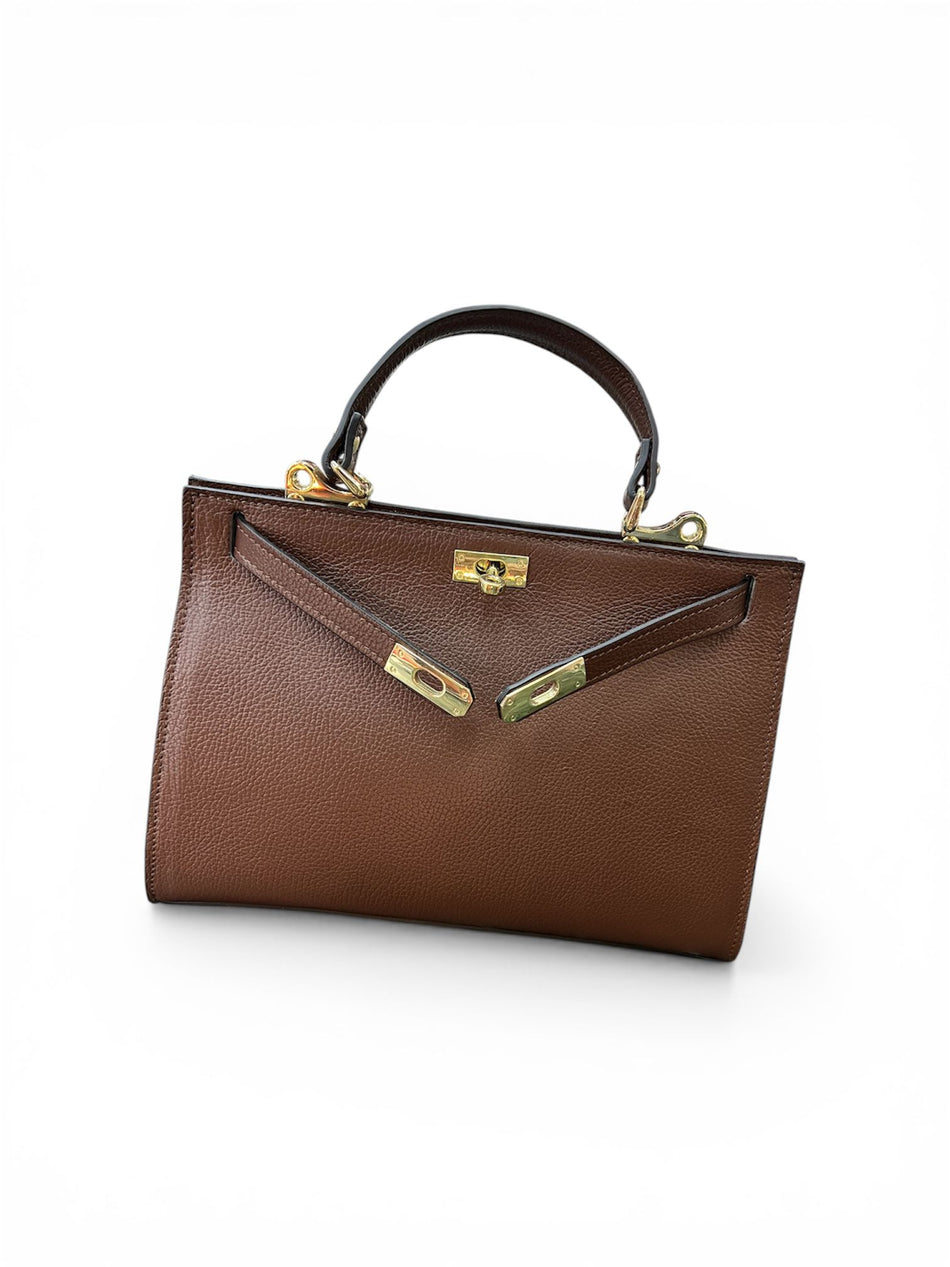 Poseta piele naturala culoare ciocolatiu - Shiny Beauty