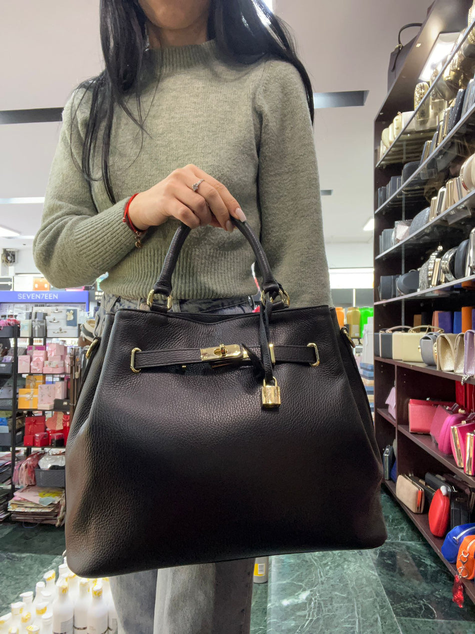 Poseta piele naturala Black - Shiny Beauty
