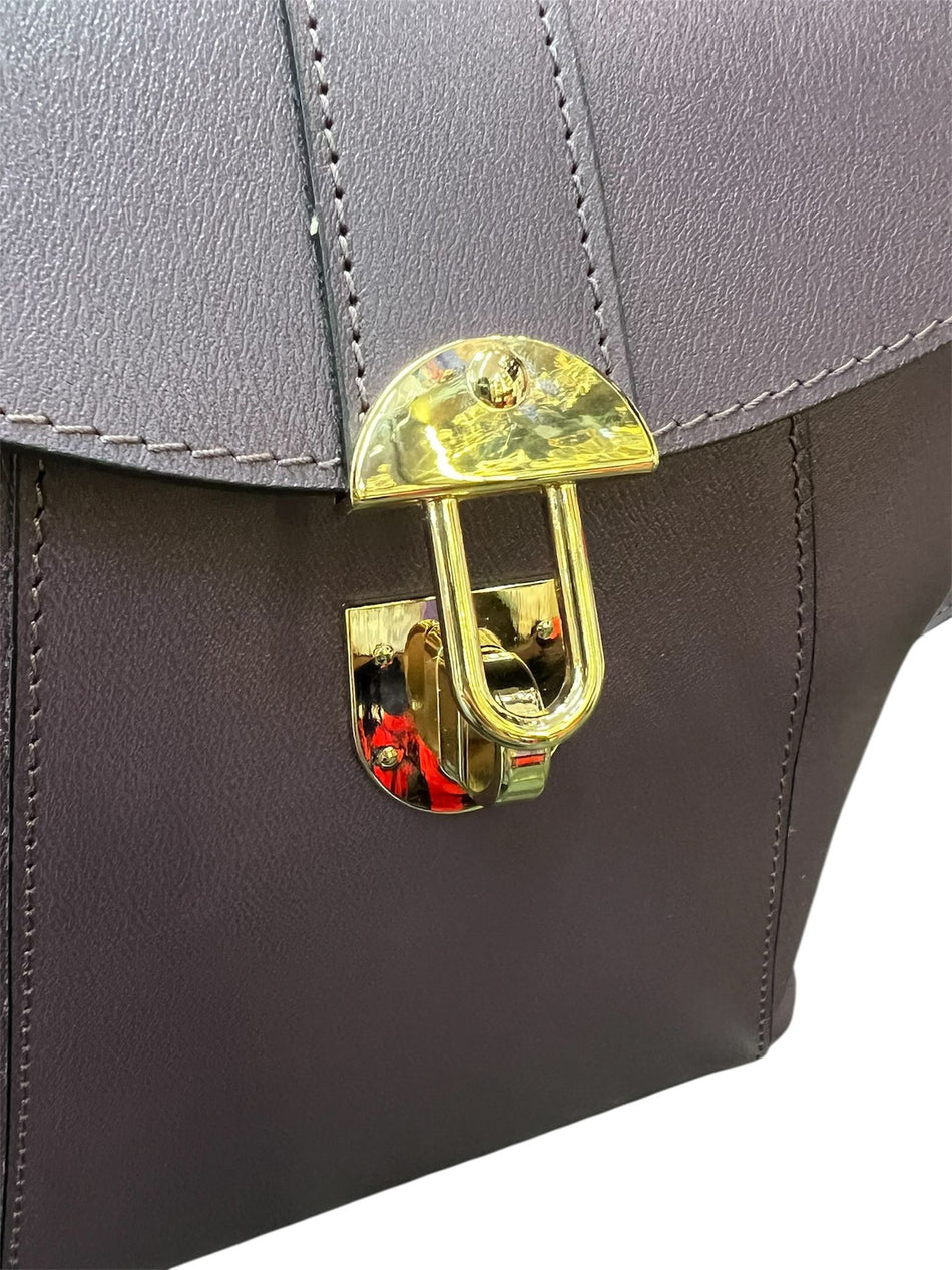 Poseta piele naturala Rucsac mov inchis - Shiny Beauty