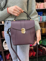 Poseta piele naturala Rucsac mov inchis - Shiny Beauty