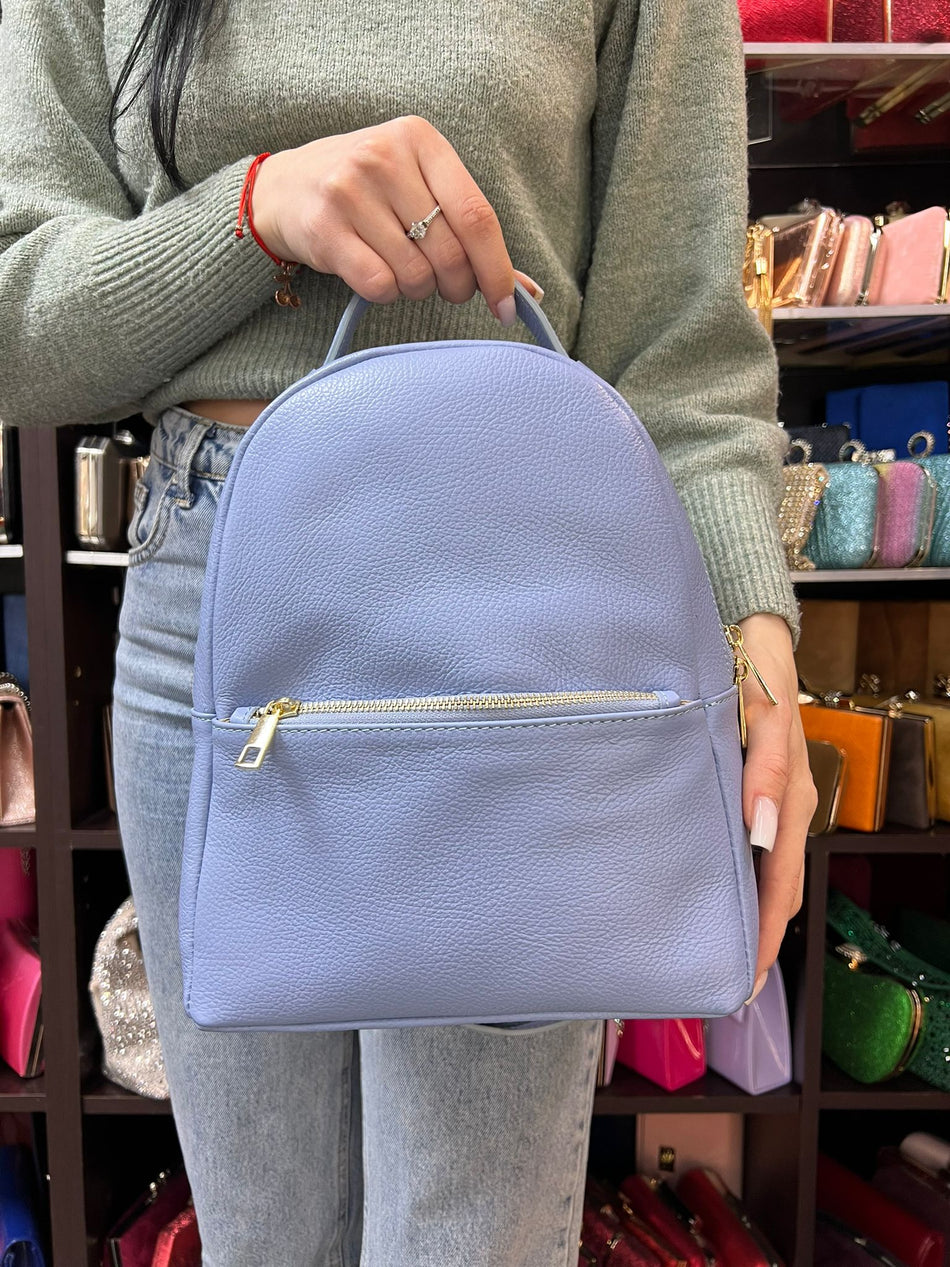 Poseta piele naturala Rucsac baby blue - Shiny Beauty