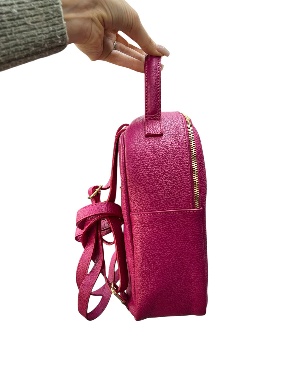 Poseta piele naturala Rucsac magenta - Shiny Beauty