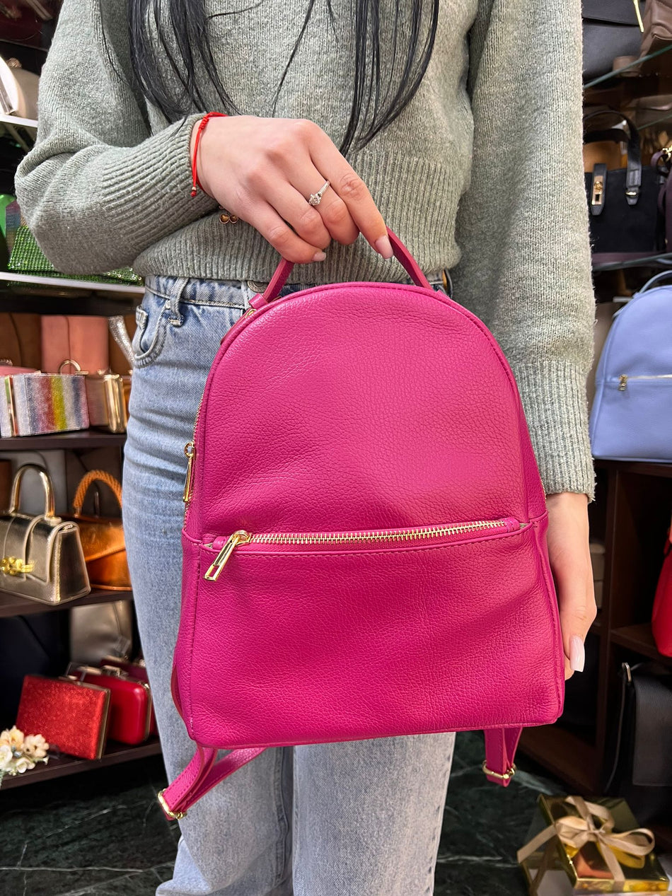 Poseta piele naturala Rucsac Fucsia - Shiny Beauty