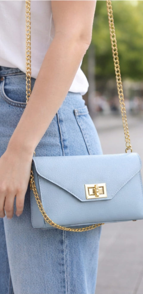 Poseta piele naturala Bleu - Shiny Beauty