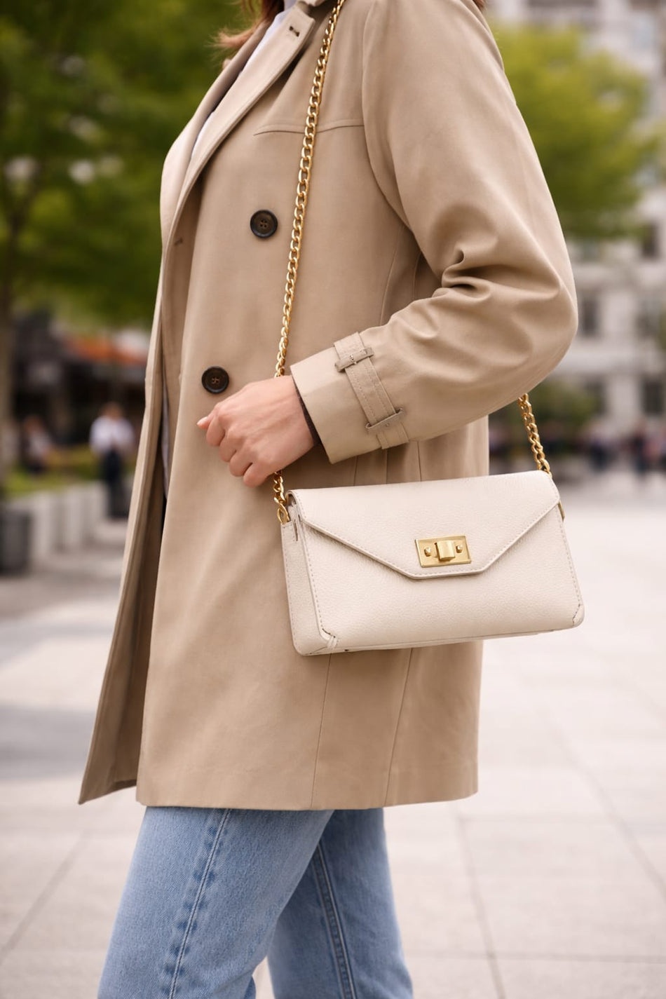 Poseta piele naturala Beige - Shiny Beauty