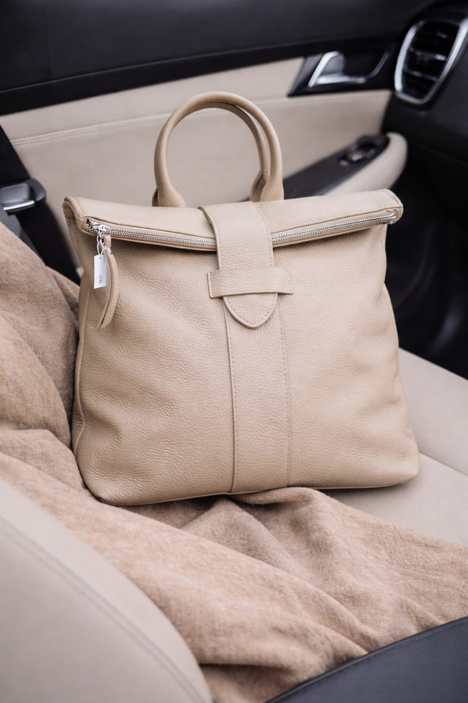 Poseta piele naturala Taupe