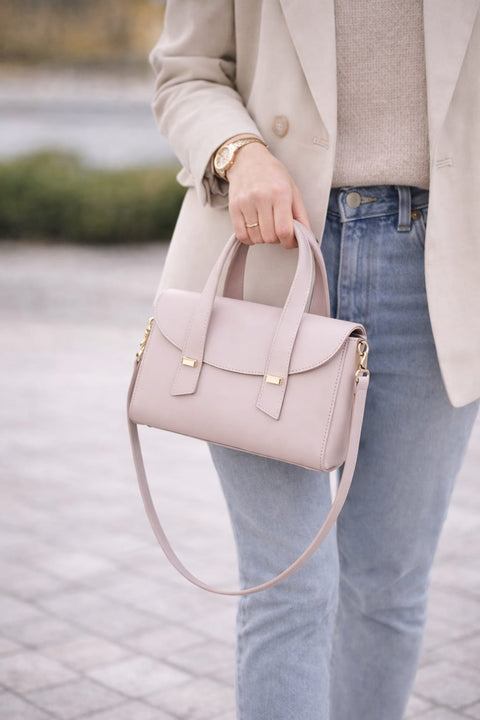 Poseta piele naturala Rose Pudre - Shiny Beauty
