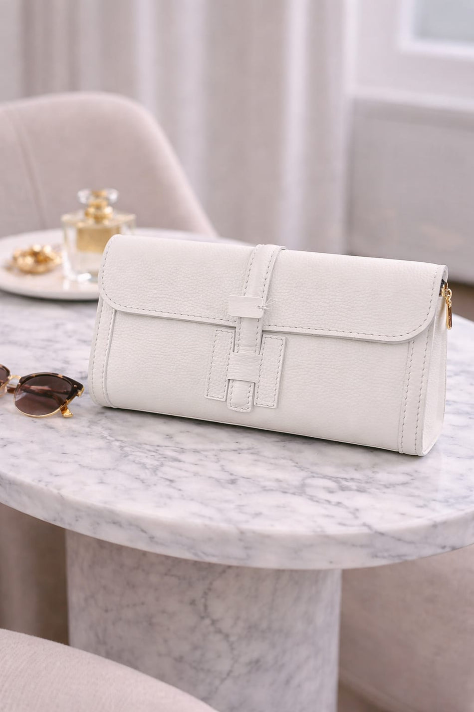 Poseta piele naturala White