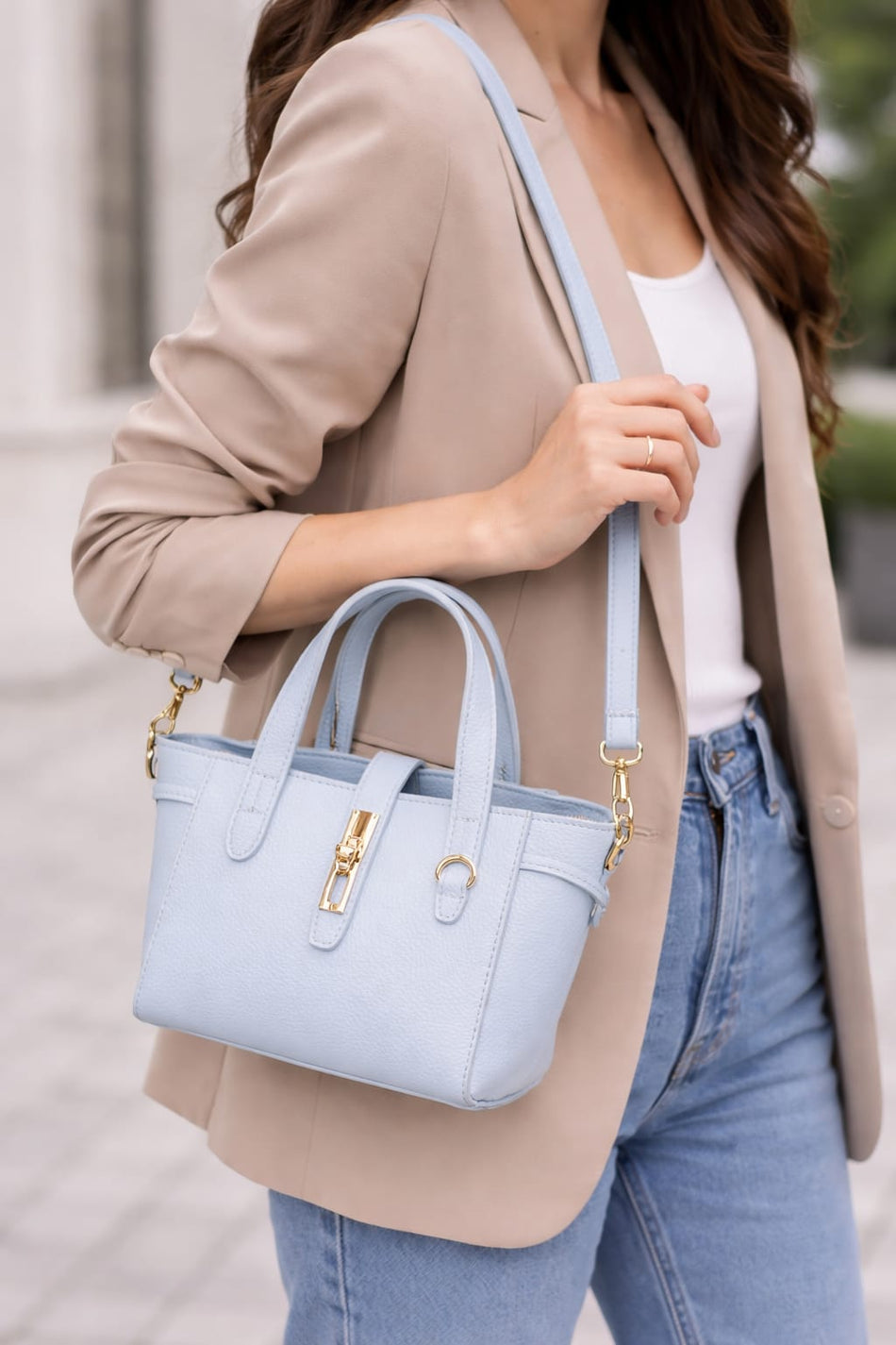 Poseta piele naturala Blue