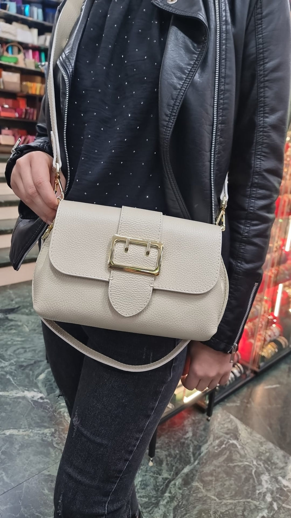 Poseta piele naturala Crem 5643 - Shiny Beauty