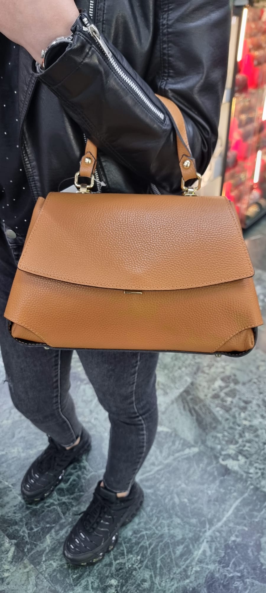 Poseta piele naturala  camel 77 - Shiny Beauty