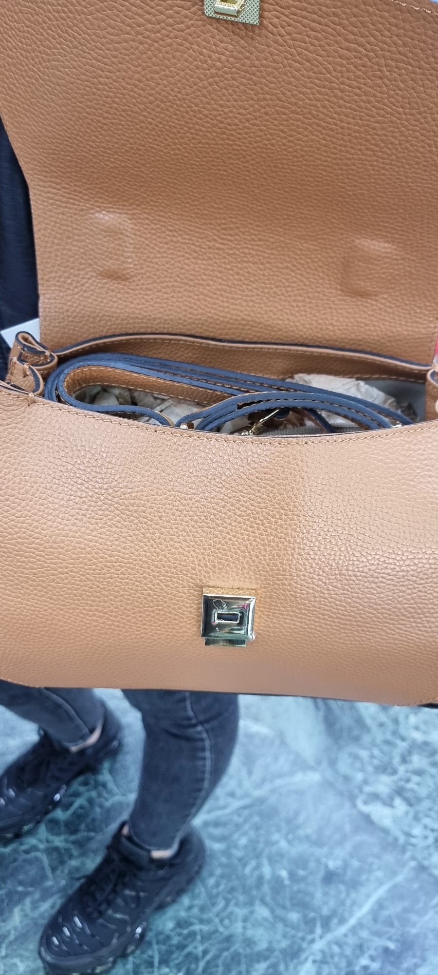 Poseta piele naturala  camel 77 - Shiny Beauty