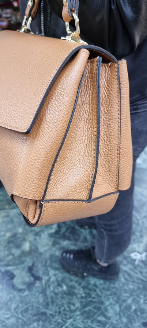 Poseta piele naturala  camel 77 - Shiny Beauty