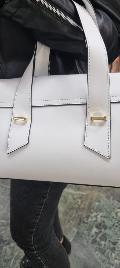 Poseta piele naturala  alb 86 - Shiny Beauty