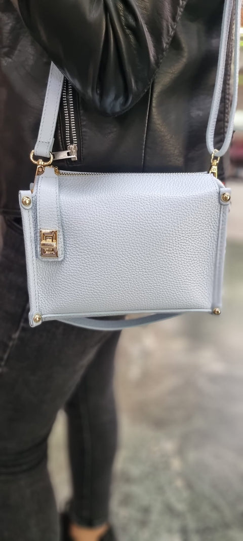 Poseta piele naturala marime mica baby blue 1245 - Shiny Beauty