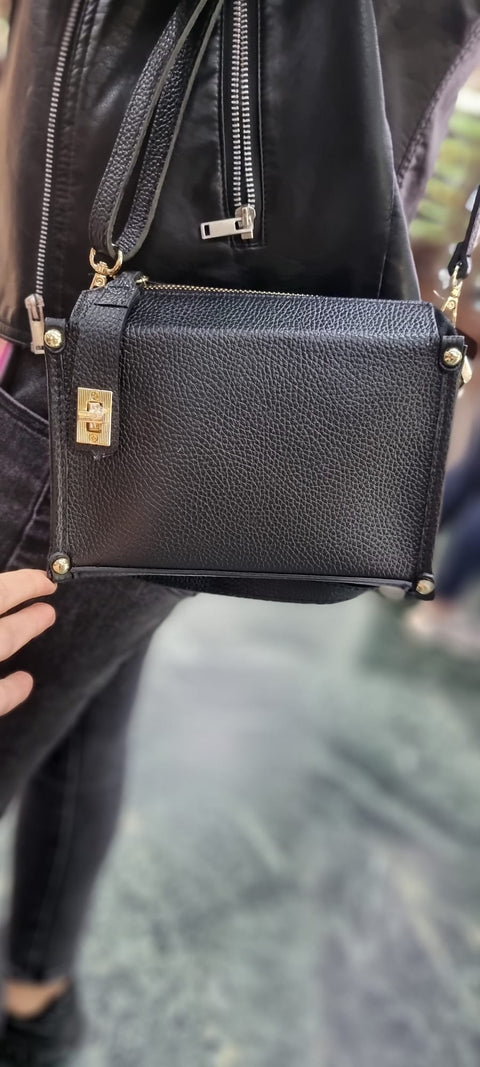 Poseta piele naturala marime mica negru - Shiny Beauty