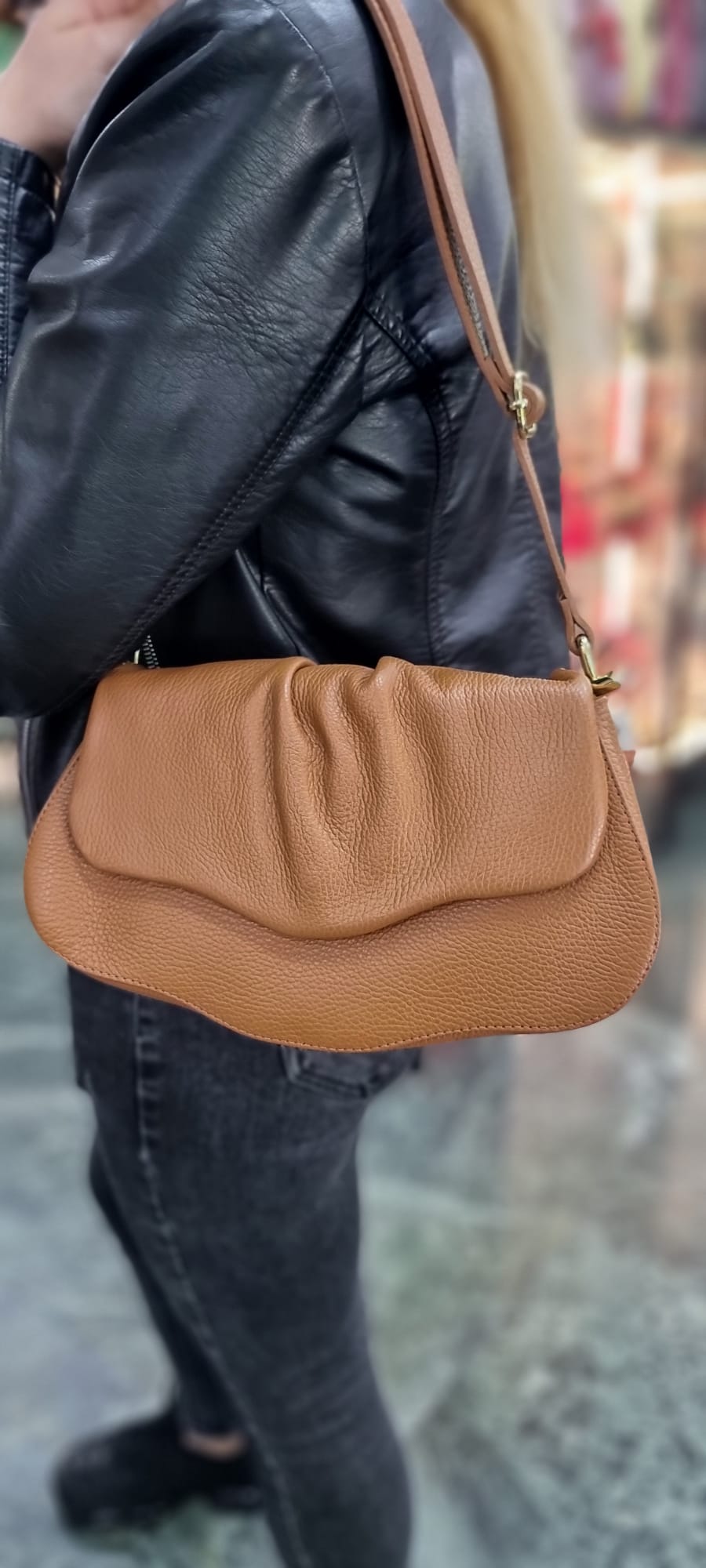 Poseta piele naturala marime medie 5724 - Shiny Beauty