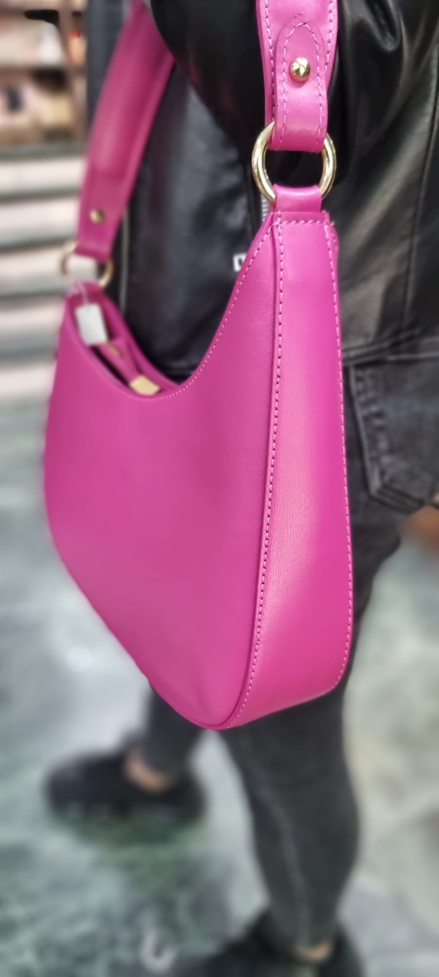 Poseta piele naturala marime medie 6735 - Shiny Beauty