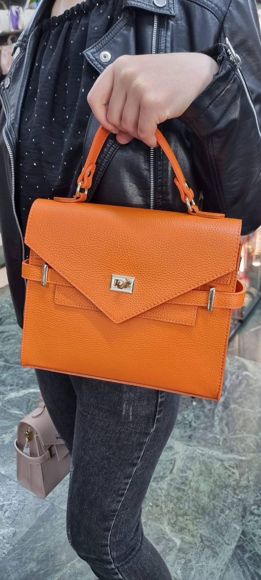 Poseta piele naturala marime medie 7543 - Shiny Beauty