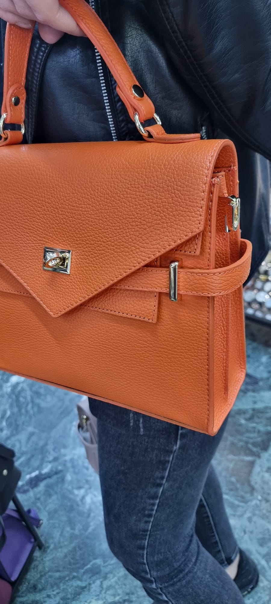 Poseta piele naturala marime medie 7543 - Shiny Beauty