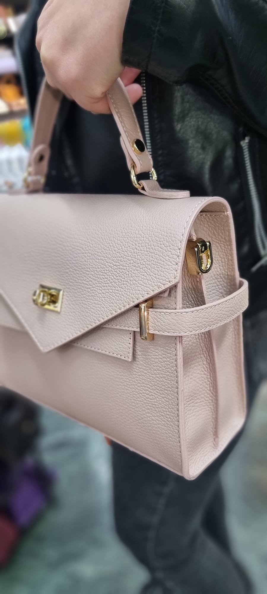 Poseta piele naturala marime medie 7544 - Shiny Beauty