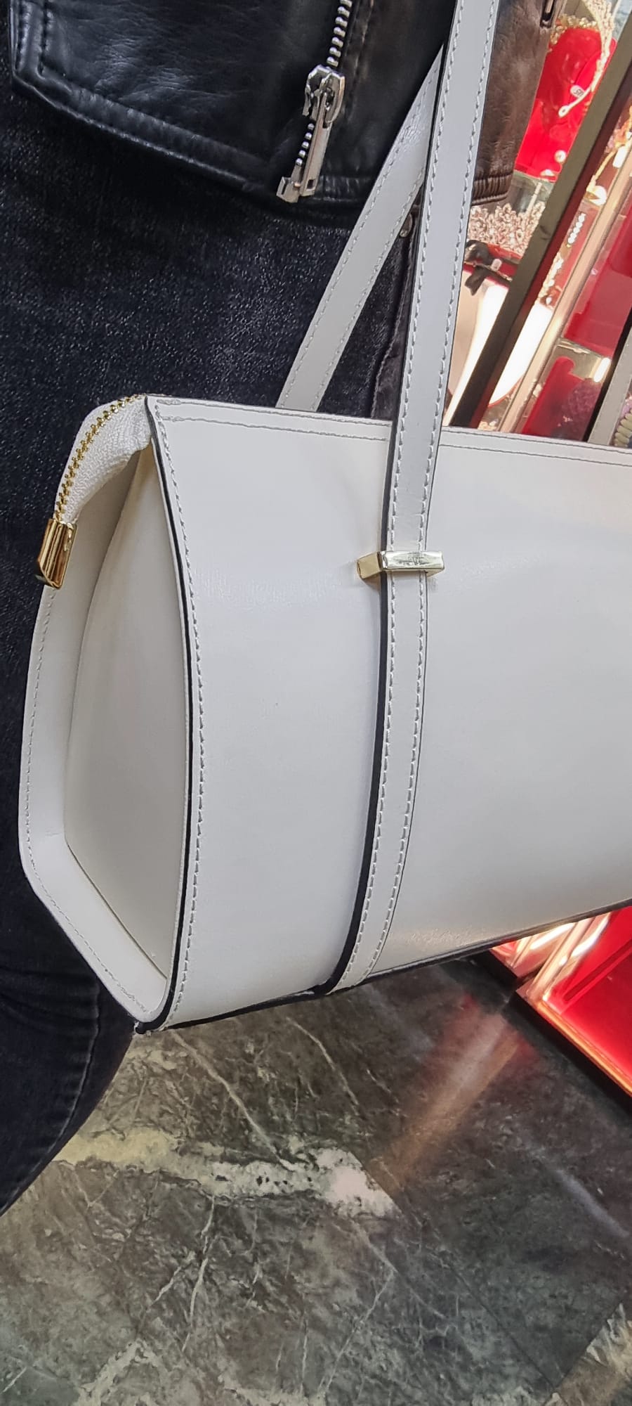 Poseta piele naturala marime mare 7528 - Shiny Beauty