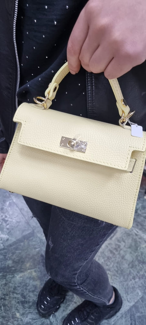 Poseta piele naturala galben pai 5647 - Shiny Beauty