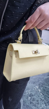 Poseta piele naturala galben pai 5647 - Shiny Beauty