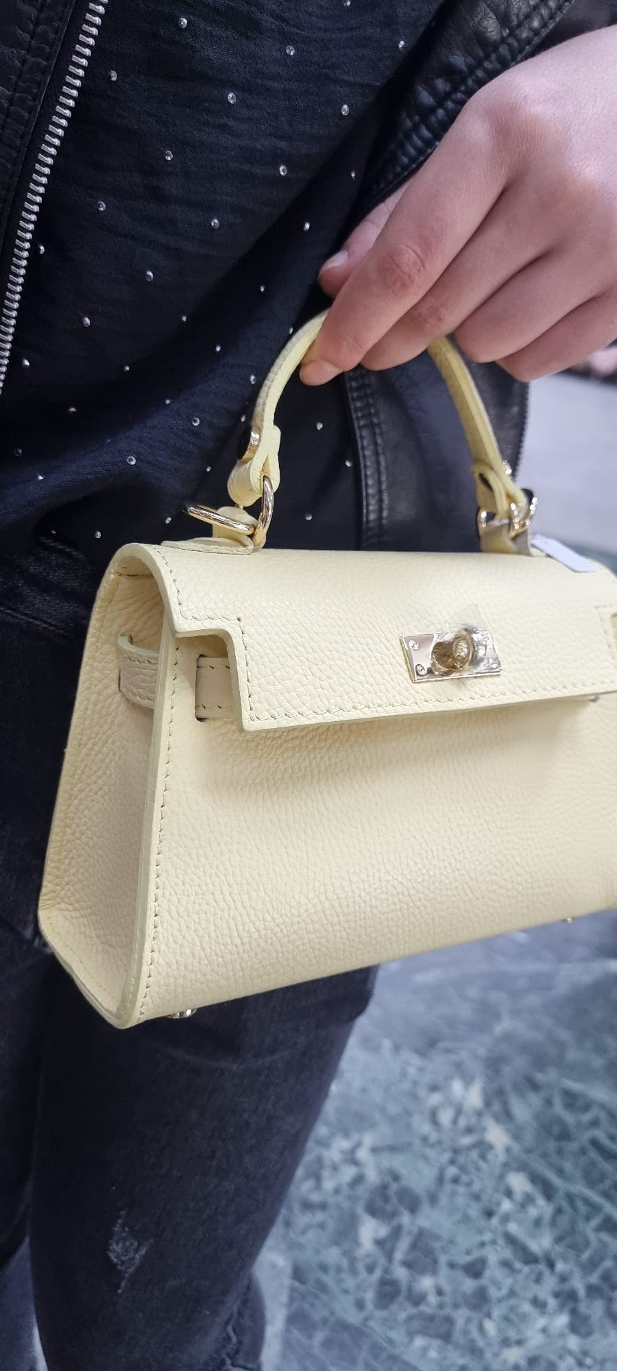 Poseta piele naturala galben pai 5647 - Shiny Beauty