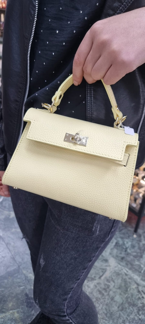 Poseta piele naturala galben pai 5647 - Shiny Beauty