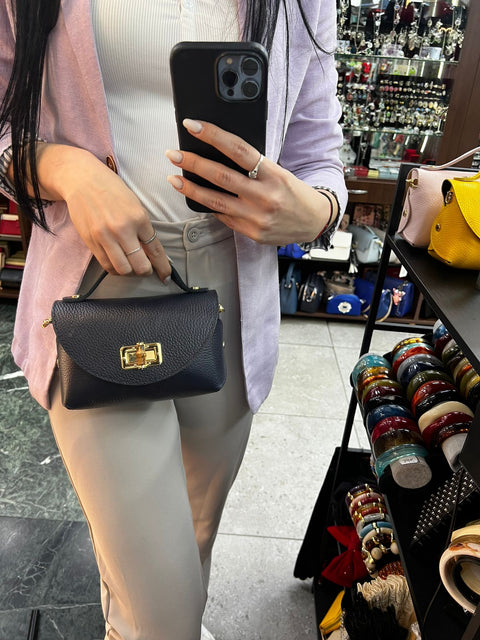 Poseta piele naturala 661 Bleumarin - Shiny Beauty
