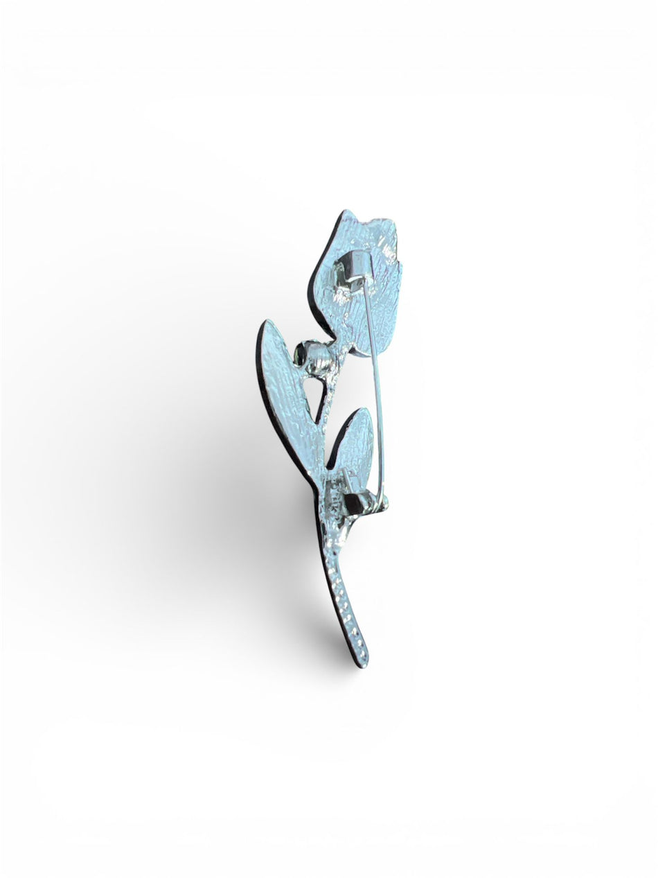 Brosa din aliaj argintiu model Lalea Roz - Shiny Beauty