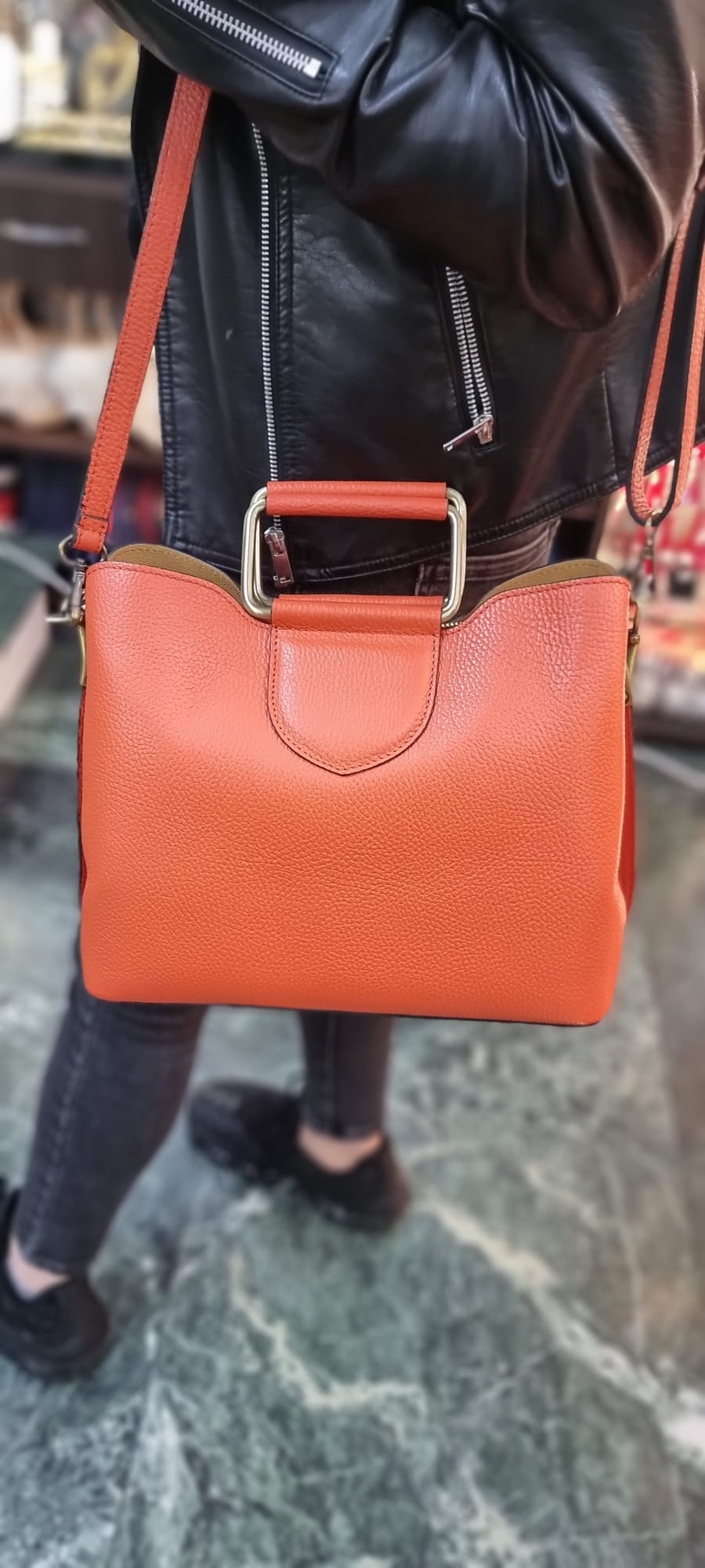 Poseta piele naturala Orange - Shiny Beauty