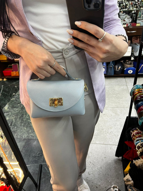 Poseta piele naturala Bleu - Shiny Beauty