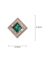 Brosa din alama minimalistă geometrică j si cristal verde placata cu aur 18k