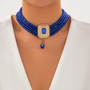 Colier din aliaj cu cristale zirconiu Blue