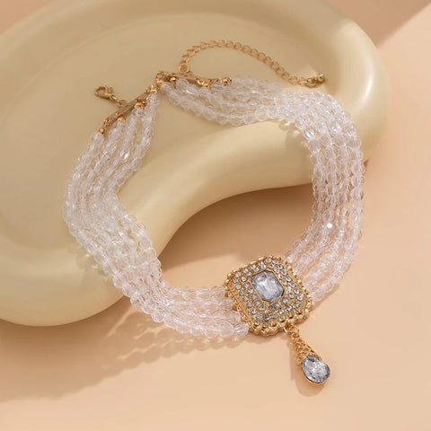 Colier din aliaj cu cristale zirconiu White
