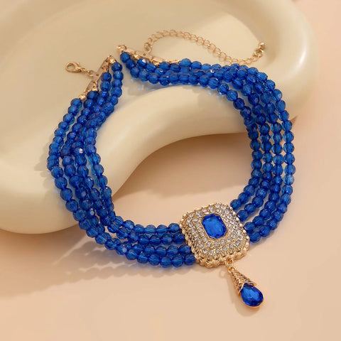 Colier din aliaj cu cristale zirconiu Blue