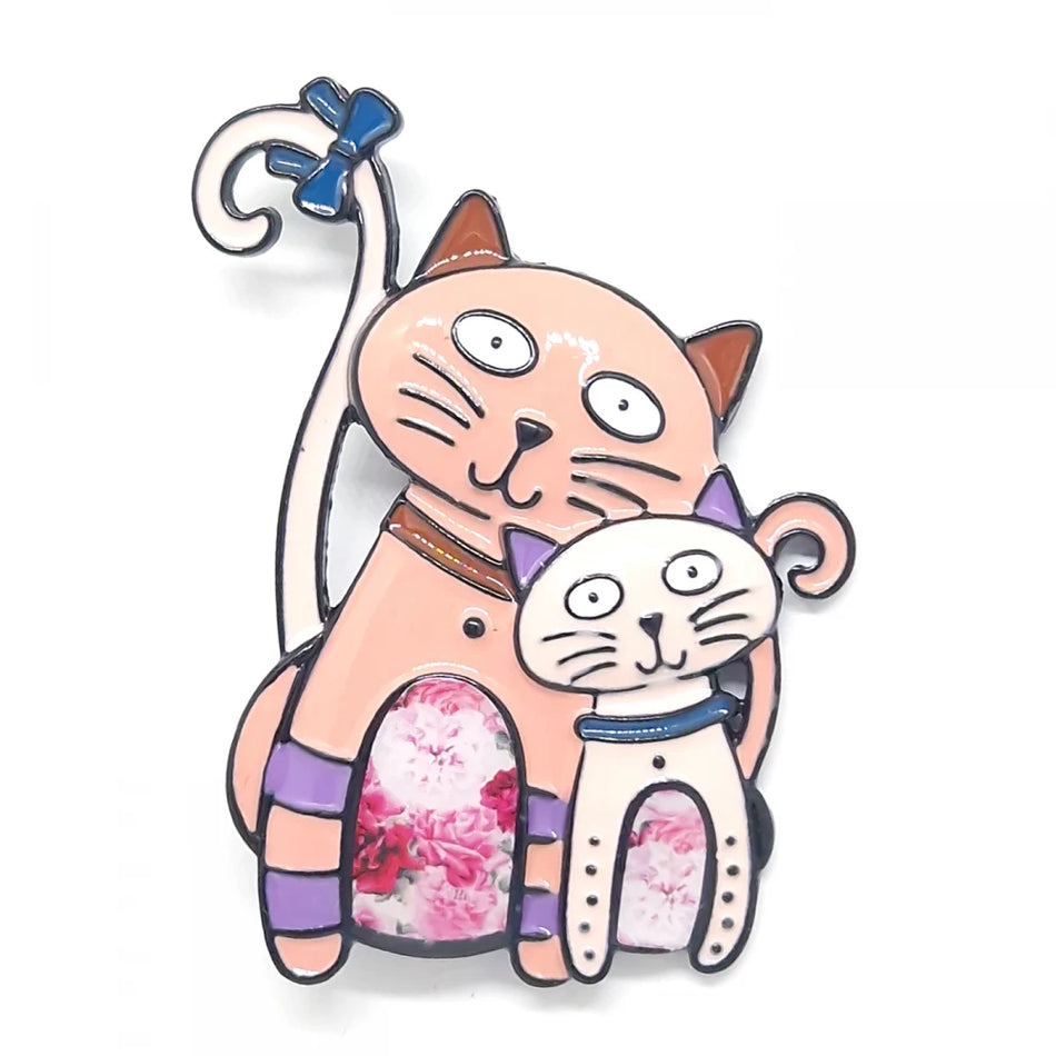 Brosa din aliaj color pisica v11