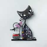 Brosa din aliaj color pisica v20