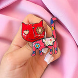 Brosa din aliaj color pisica v16