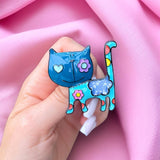 Brosa din aliaj color pisica v16