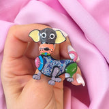 Brosa din aliaj color caine v15