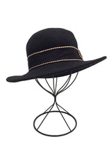 Palarie dama stil Fedora din lână pură cu centura si accesoriu metal m2